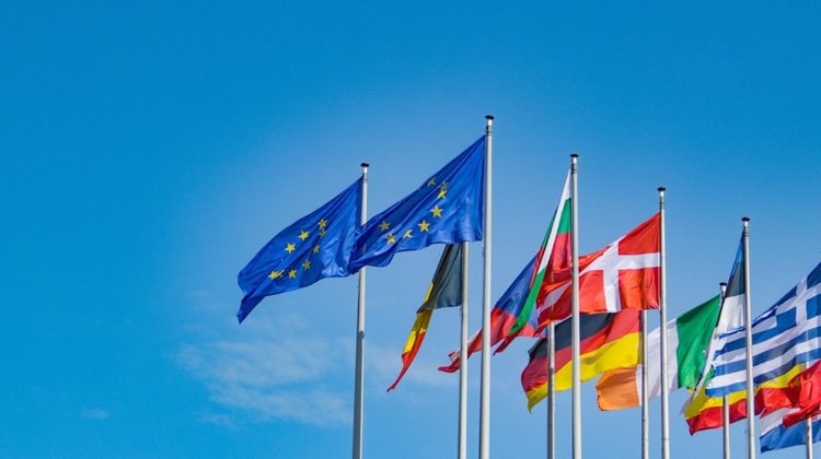 European Union EU flags