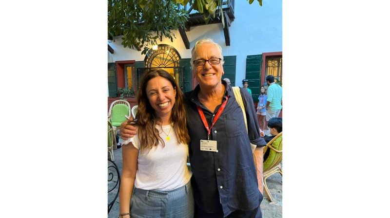 Athena Xenidou and Editor Yorgos Mavropsaridis at Venice Film Festival - Premiere of Poor Things